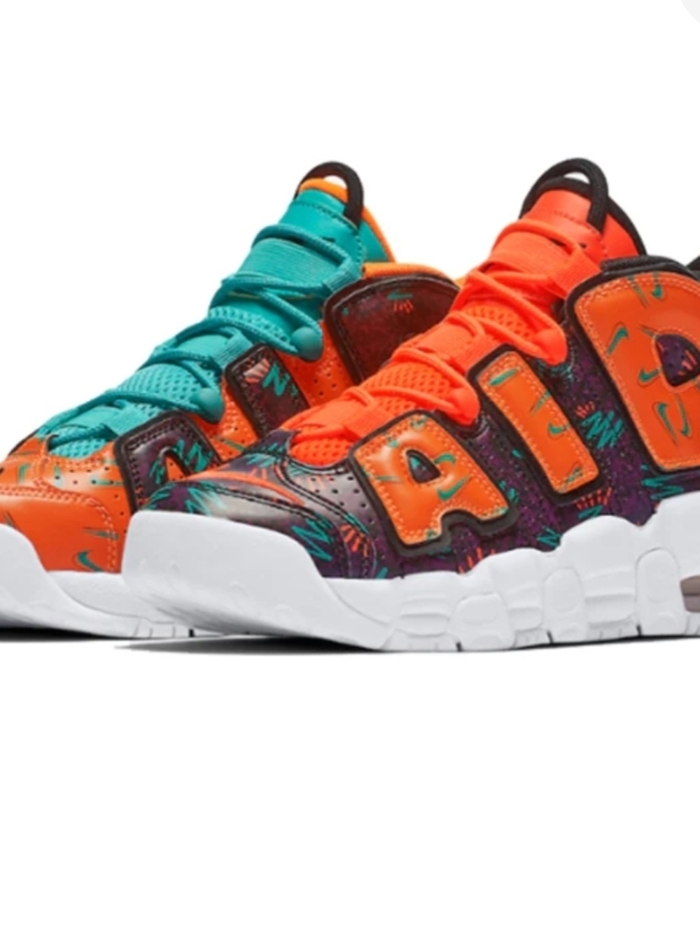 Nike Kids Teal & Orange Graphic Air More Uptempo Sneakers